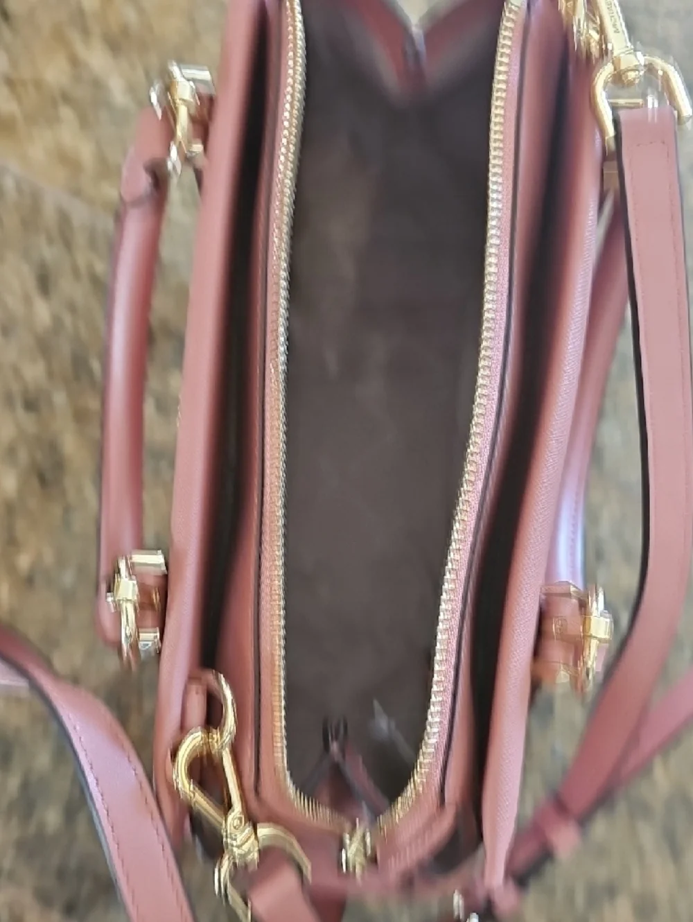 Michael Kors Marilyn Rose Pink Saffiano Leather Satchel with Gold Hardware - Picture 11 of 13